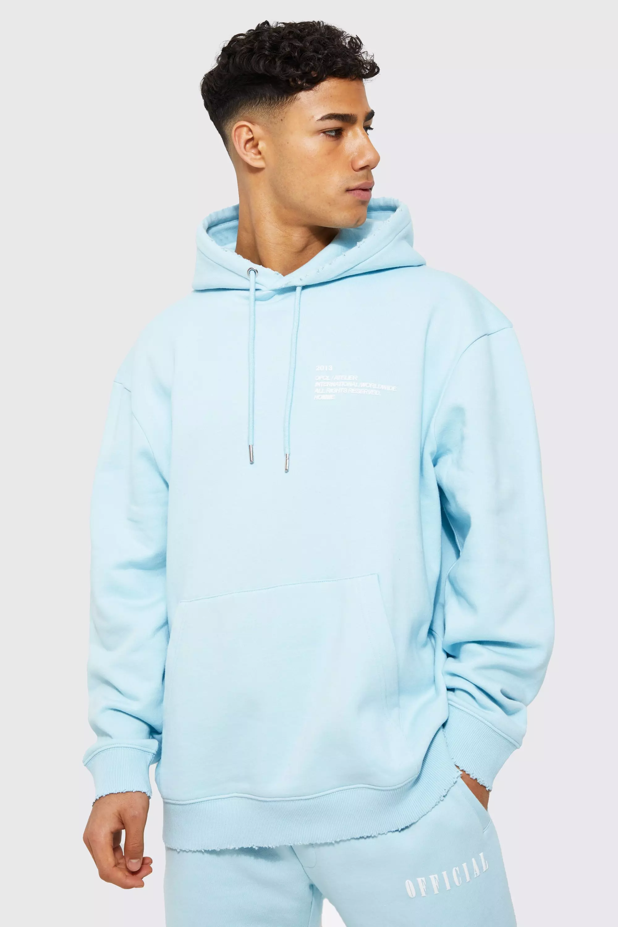 Boohooman light blue hoodie cheap